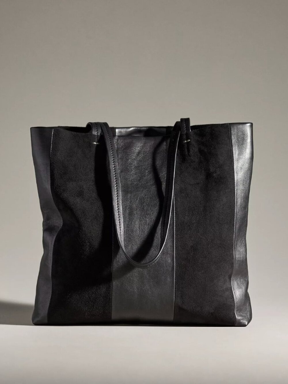 Clare V Bande Tote - Black Leather & Suede